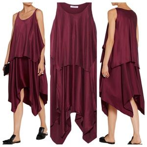 Elizabeth and James Asymmetric Silk Satin Dress